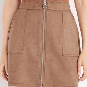 Maurice's women's skirt faux brown suede zipper front